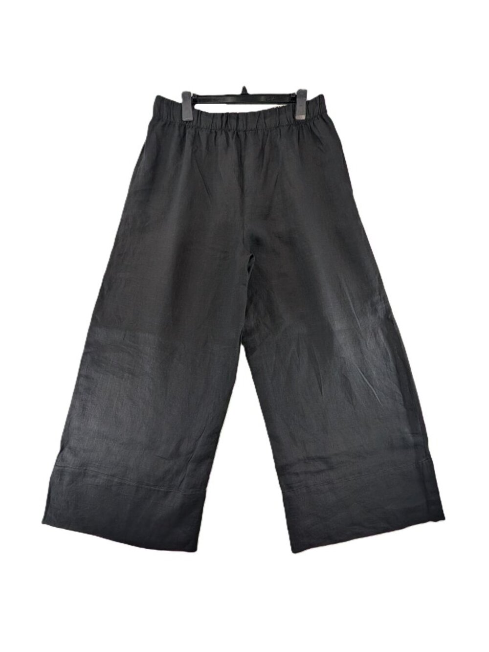 Zara 100% Linen Wide Leg Pants Womens Size XL Black Drawstring Pull-on New NWT - Picture 3 of 11